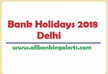 Bank Holidays 2018 Delhi List